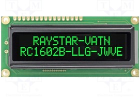 RC1602B-LLG-JWVE, Дисплей: LCD, алфавитно-цифровой, VA Negative, 16x2, 80x36x13,2мм