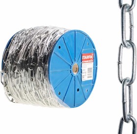 Фото 1/10 SMP4231480, Цепь сварная длиннозвенная, оцинк. М2 DIN 763 (бухта 80 м) STARFIX