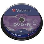 Оптический диск DVD+R VERBATIM 4.7Гб 16x, 10шт., cake box [43498]