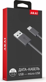 Дата-кабель microUSB, 1м, 1,5А, черный CE-453B