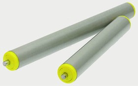 1041S40F43 - 350, PVC Round Conveyor Roller Spring Loaded 40mm Dia. x 350mm L, Zinc Plated Steel, 8mm Spindle, 380mm Overall