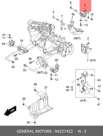 96227422, Опора двигателя Daewoo Nexia, Espero; Chevrolet Lanos задняя Daewoo