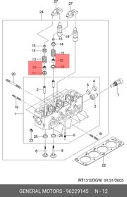 96229145, Колпачок маслосъемный Chevrolet Aveo (T200, T250) 1.4 SOHC 03- Daewoo