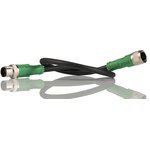 1555680, Male 4 way M12 to Female 4 way M12 Sensor Actuator Cable, 300mm