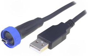 Фото 1/4 USB 2.0 Adapter cable, mini USB plug type B to USB plug type A, 2 m, black