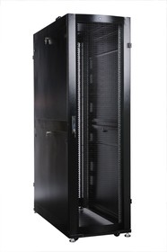 Фото 1/10 Шкаф серверный ПРОФ напольный 48U (600x1200) дверь перфор. 2 шт., черный, в сборе