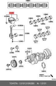 1310131092B0, Поршень ДВС TOYOTA CAMRY V40, V50, HIGHLANDER 2GRFE