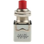 1213C RED, Push Button Switch, Momentary, Panel Mount, 12.2mm Cutout, SPST, 250V ac