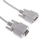 1656259, Male 9 Pin D-sub to Female 9 Pin D-sub Serial Cable, 5m PVC