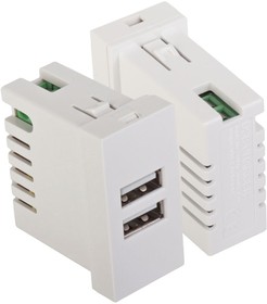 Модуль USB-зарядки, 2 порта USB-A, 2.1A/5V, 45x22.5, белый LAN-EZ45x22-2UAA/2.1-WH