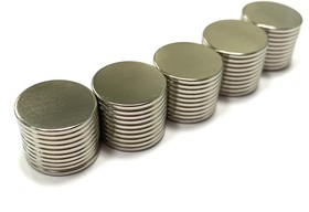 Фото 1/3 Неодимовый магнит 15х1.2 мм - 50 штук