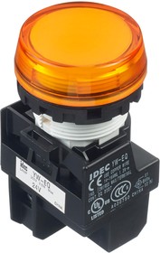 YW1P-1BEQ4A, Светодиодный индикатор в панель, Янтарный, 24 В, 22 мм, 14 мА, IP65