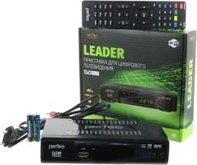 PERFEO PF_A4412 "LEADER" DVB-T2/C для цифр.TV, Wi-Fi, IPTV, HDMI, 2 USB, DolbyDigital, пульт ДУ, Цифровая ТВ-приставка