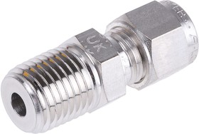 Фото 1/2 M6MSC1/4N-316, Stainless Steel Pipe Fitting, Straight Coupler, Male NPT 1/4in