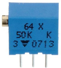 64XR10KLF, Trimmer Resistors - Through Hole 1/4" Squ 10K 10%