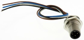 Фото 1/3 Sensor actuator cable, M12-flange plug, straight to open end, 4 pole, 0.2 m, 4 A, 09 3431 116 04