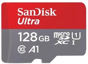 Фото 1/3 Micro SecureDigital 128GB SanDisk Ultra Class 10, UHS-I, R 140 МБ/с,  SDSQUAB-128G-GN6MN  без адаптера SD