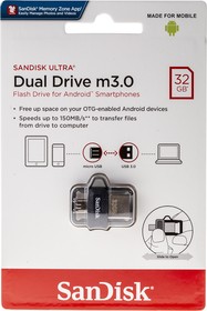 Фото 1/10 SDDD3-032G-G46, Ultra Dual Drive m3.0 32 GB USB 2.0, USB 3.0 USB Stick