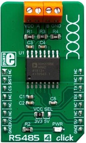 Фото 1/8 MIKROE-3395, Add-On Board, RS485 4 Click Board, ADM2795E UART To RS485 Converter, mikroBUS Connector