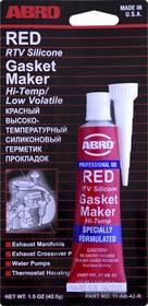 Фото 1/7 11-AB-42-R, ABRO Герметик прокладок высокотемпературный красный 42,5г