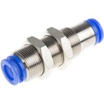KCE08-00, KC Series Bulkhead Tube-to-Tube Adaptor, Push In 8 mm to Push In 8 mm ...
