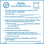 113LABEL, Blue Paper ESD Label, Moisture Sensitive Caution Label-Text 102 mm x 102mm