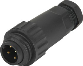 Circular Connector, 4 Contacts, Cable Mount, M24 Connector, Male, IP67