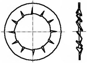 B3/BN676, Шайба, зубчатая (внутренние зубцы), M3, D=6мм, h=0,4мм, DIN: 6798J