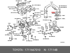 1711667010, Прокладка впускного коллектора TOYOTA HILUX (1989-1994), LAND CRUISER PRADO 90
