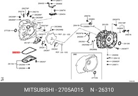 Фото 1/4 Прокладка поддона АКПП MITSUBISHI ASX (GA_W_) 2.0 MIVEC 4WD [4B11, 4J11] 2705A015