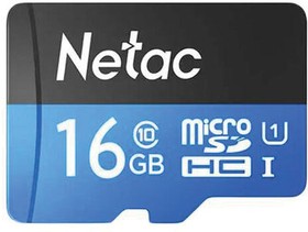Фото 1/3 Карта памяти microSDHC 16 ГБ NETAC P500 Standard, UHS-I U1,80 Мб/с (class 10), адаптер, NT02P500STN-016G-R