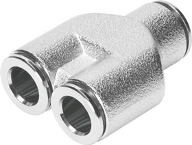 NPQM-Y-Q8-E-P10, NPQM Series Y Tube-to-Tube Adaptor, Push In 8 mm to Push In 8 mm, Tube-to-Tube Connection Style, 558800