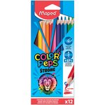 Карандаши цветные MAPED "COLOR PEP'S Strong", набор 12 цветов, грифель 3,2 мм ...