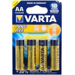 AA Батарейка VARTA Longlife LR6 Alkaline, 4 шт.