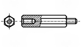 B4X12/BN3321, Дистанцирующая стойка с резьбой, 12мм, Внутр.резьба: M4, латунь