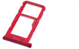 Фото 1/2 Держатель (лоток) SIM карты для Huawei Nova 3i, P Smart Plus красный