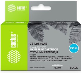 Фото 1/7 Картридж струйный Cactus CS-L0S70AE №953XL черный (56мл) для HP OJ Pro 7740/8210/8218/8710/8715
