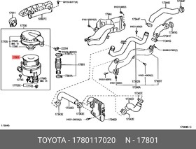 1780117020, Фильтр воздушный TOYOTA LC100, LX470