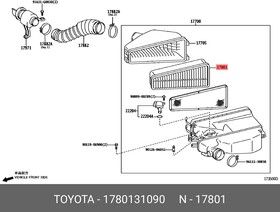 1780131090, Фильтр воздушный Toyota FJ Cruiser 2006 ,Toyota Land Cruiser (120)-Prado 2002-2009