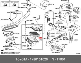 Фото 1/2 Фильтр воздушный TOYOTA 17801-51020