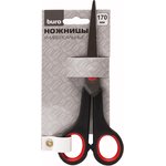 Ножницы Buro Smart универсальные 170мм ручки с резиновой вставкой черный/красный