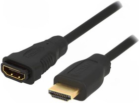 Фото 1/2 CH0056, Кабель, HDMI 1.4, гнездо HDMI, вилка HDMI, 2м, черный