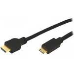 CH0023, Кабель, HDMI 1.4, вилка mini HDMI, вилка HDMI, 2м, черный