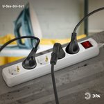 Удлинитель электрический ЭРА U-5es-3m-3x1 с заземлением с выключателем 5 розеток ...