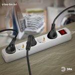 Удлинитель электрический ЭРА U-5es-5m-3x1 с заземлением с выключателем 5 розеток ...
