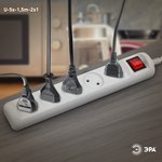 Удлинитель электрический ЭРА U-5s-1,5m-2x1 без заземления c выключателем 5 ...