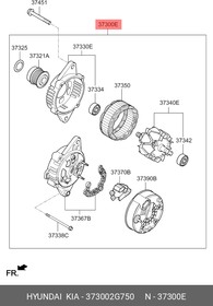 37300-2G750, Генератор HYUNDAI Santa Fe (12-) (2.4) KIA Sorento (12-) (2.4) (130A,13.5V) OE