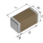 C1005X7S2A222K050BB, Многослойный керамический конденсатор, 2200 пФ, 100 В ...