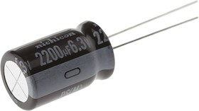 Фото 1/3 2200μF Aluminium Electrolytic Capacitor 6.3V dc, Radial, Through Hole - UPS0J222MHD