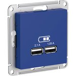 Systeme Electric AtlasDesign Аквамарин Розетка USB A+A, 5В/2,1 А, 2х5В/1,05 А ...